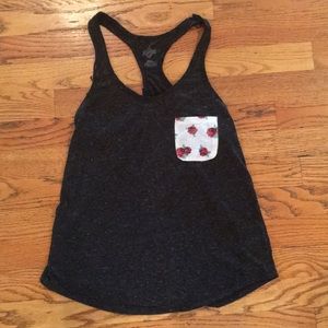 Heather Grey Racerback Tank with Rose Pocket 🌹